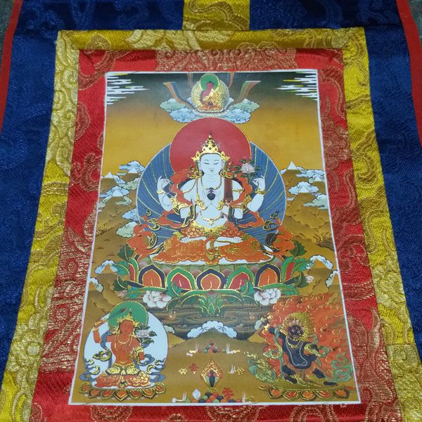 Tranh Thangka Quan Âm Tứ Thủ Bồ Tát_35x20cm